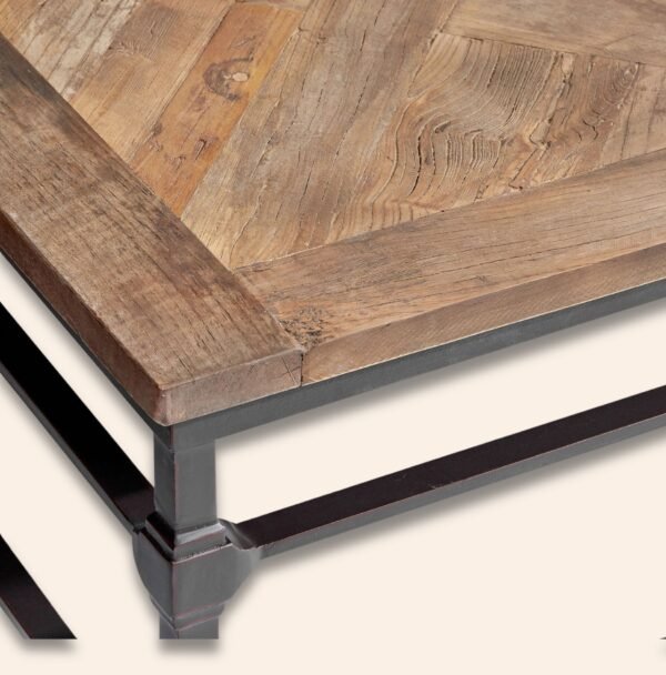 Parquet Wood & Iron Coffee Table - Image 2